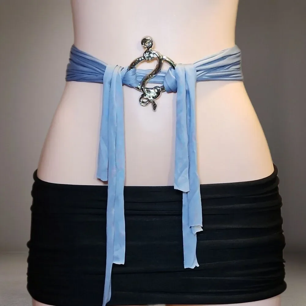 Silver Snake Belt Wrap Rave Festival Dancer Performance Wear Body Harness Gray